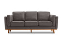 Valencia Artisan Top Grain Leather Wide Three Seats Sofa, Modern Grey