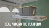 Angled view of the platform, showcasing its sturdy design and secure cable support system