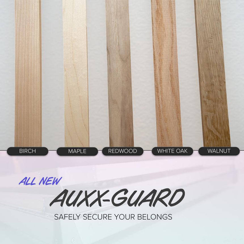 Angled view showcasing the sturdy metal construction of the Auxx Guard attached to the Auxx Lift