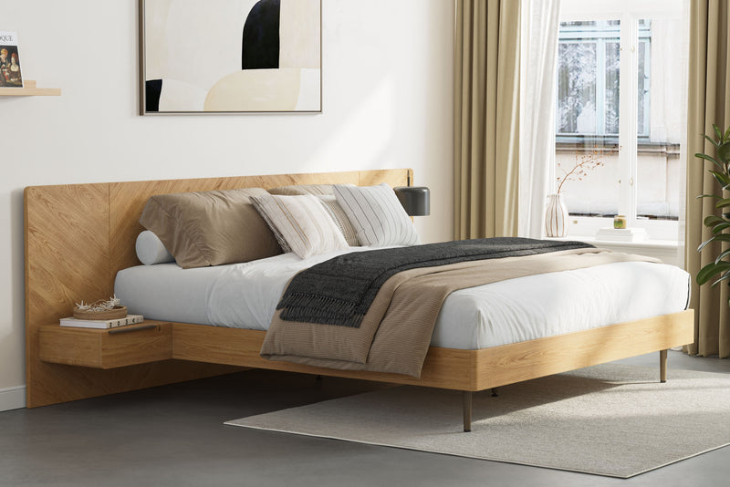 Valencia Ava Wood Platform King Bed, White Oak