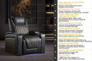 Valencia 2025 New Oslo Ultimate Luxury Leather Home Theater Seating Row of 3 Loveseat Left, Onyx with Silver Stitching