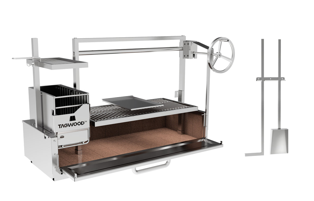 Tagwood BBQ XL Built-In Santa Maria Argentine Wood Fire & Charcoal Gaucho Grill OPEN FIRE COOKING | BBQ25SS -