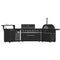 FORNO All’Aperto Outdoor Kitchen Set - 87,600 BTU Gas Grill with 4 Burners + Side Burner, Gas Pizza Oven, Sink Module/Beverage Center with Black Sintered Stone Countertop