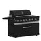 FORNO All’Aperto Outdoor Kitchen Set - 87,600 BTU Gas Grill with 4 Burners + Side Burner, Gas Pizza Oven, Sink Module/Beverage Center with Black Sintered Stone Countertop