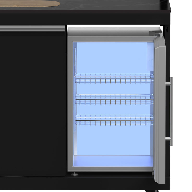 FORNO All’Aperto Outdoor Kitchen Set - 99,600 BTU Gas Grill with 5 Burners + Side Burner, Gas Pizza Oven, Sink Module/Beverage Center with Black Sintered Stone Countertop