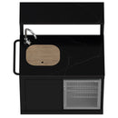 FORNO All’Aperto Outdoor Kitchen Set - 99,600 BTU Gas Grill with 5 Burners + Side Burner, Gas Pizza Oven, Sink Module/Beverage Center with Black Sintered Stone Countertop