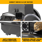 BE Power 1,500 PSI 3.0 GPM 3.0 HP Electric Pressure Washer with Baldor Electric Motor and AR Triplex Pump - B153EA