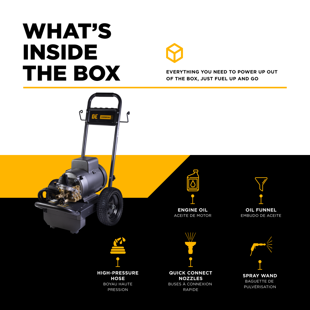 BE Power 2,700 PSI 3.5 GPM 7.5 HP Electric Pressure Washer with Baldor Motor and AR Triplex Pump - B2775EA