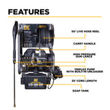 BE Power 1,500 PSI 1.6 GPM 1.5 HP Electric Pressure Washer with Powerease Motor and Triplex Pump - P1515EPNW