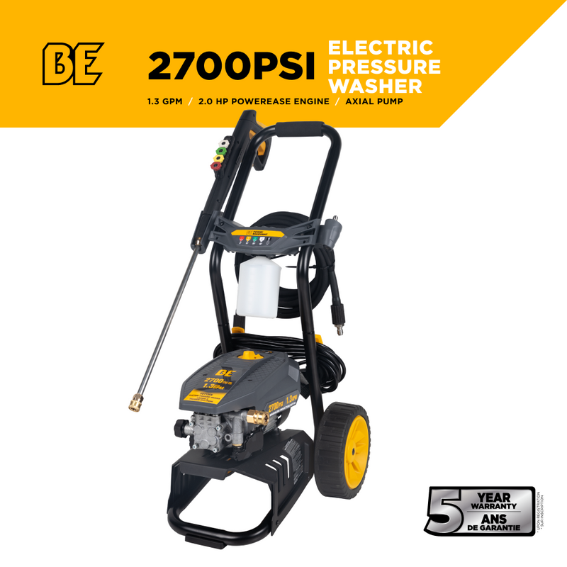 BE Power 2,300 PSI 1.7 GPM Electric Pressure Washer with AR Axial Pump - P2317EN