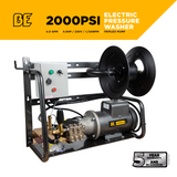 BE Power 2,000 PSI 4.0 GPM 5.0 HP Wall Mount Electric Pressure Washer with a Baldor Motor and General Triplex Pump - X-2050FW1GENHT
