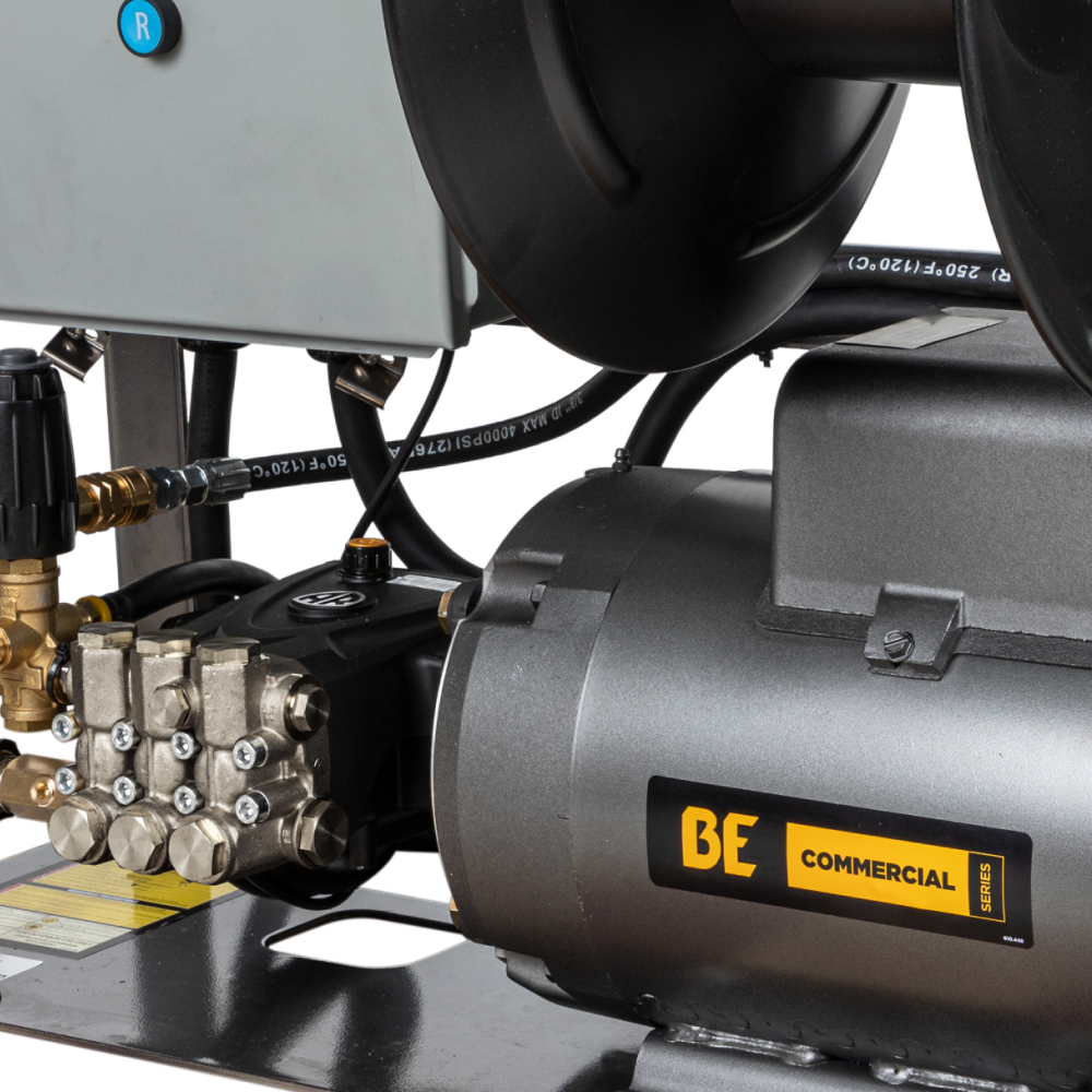 BE Power 3,000 PSI 4.0 GPM 7.5 HP Electric Pressure Washer with 7.5 HP - 3 Phase Baldor Motor and General Triplex Pump - X-2775FW3GENHT4