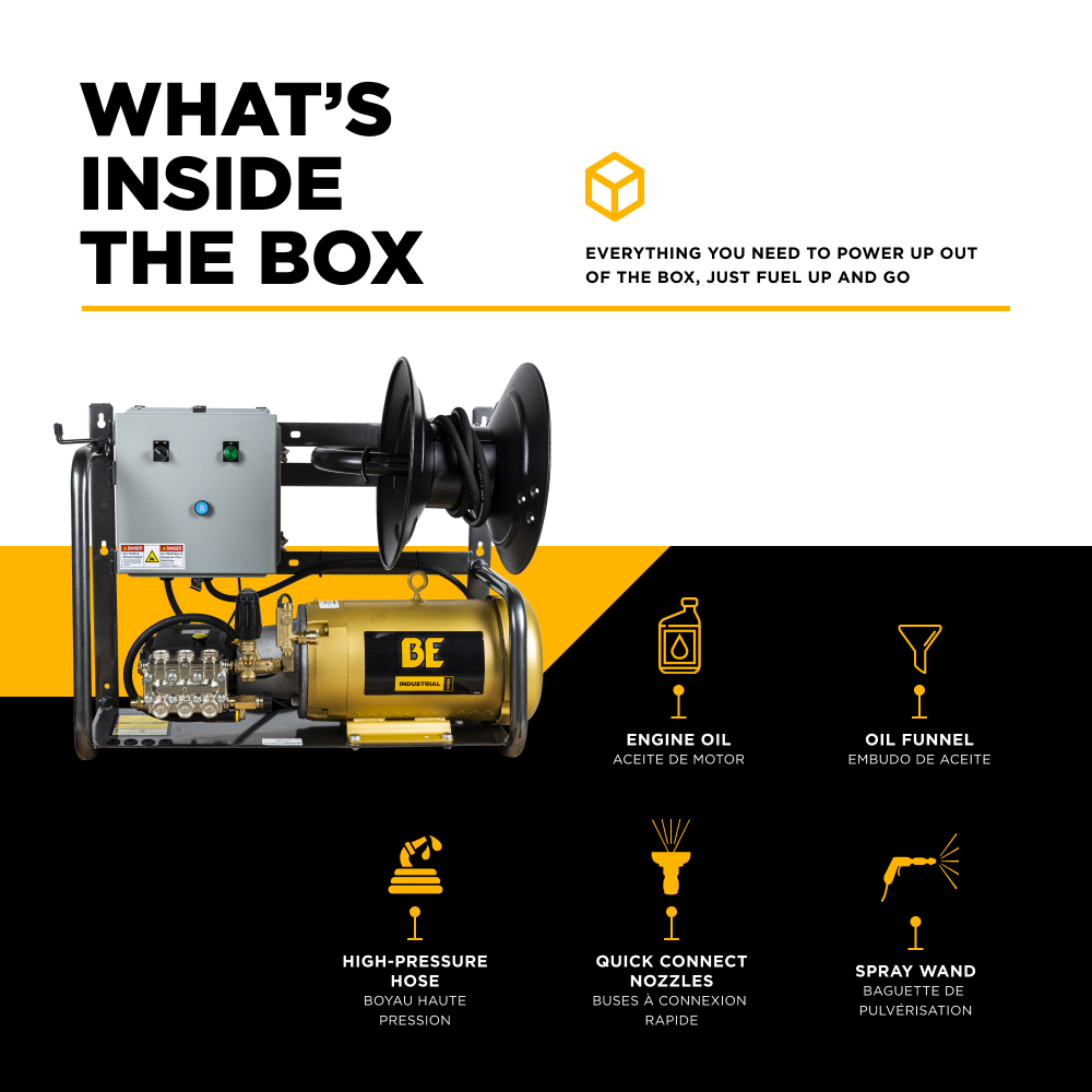 BE Power 3,200 PSI 4.0 GPM 10 HP Electric Pressure Washer with 10 HP - 3 Phase Baldor Motor and General Triplex Pump - X-3010FW3GENHT