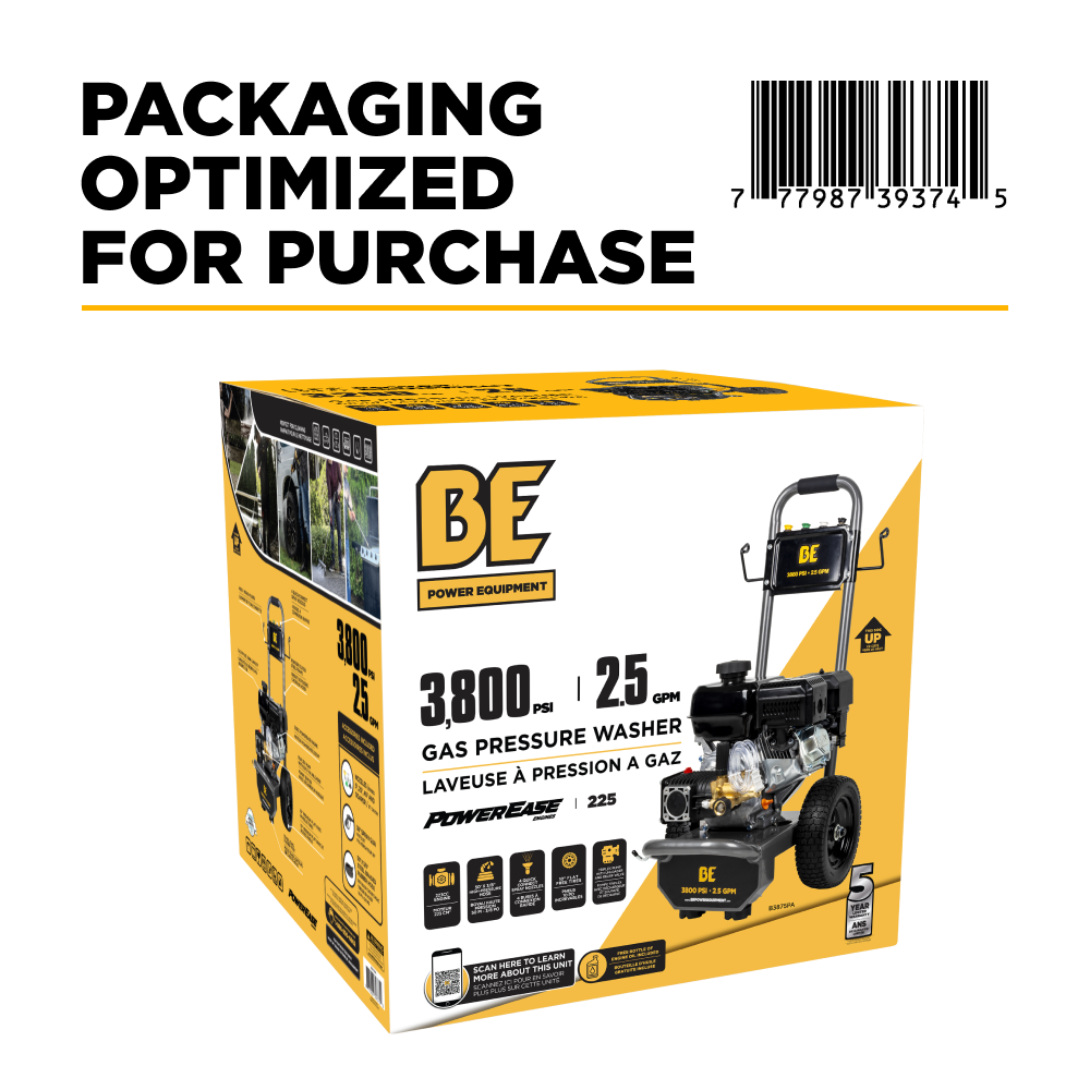 BE Power 3,800 PSI 2.5 GPM Cold Water Gas Pressure Washer - B3865HA