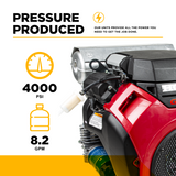 BE Power 4,000 PSI 8.2 GPM Cold Water Gas Pressure Washer - B4024HETBGS