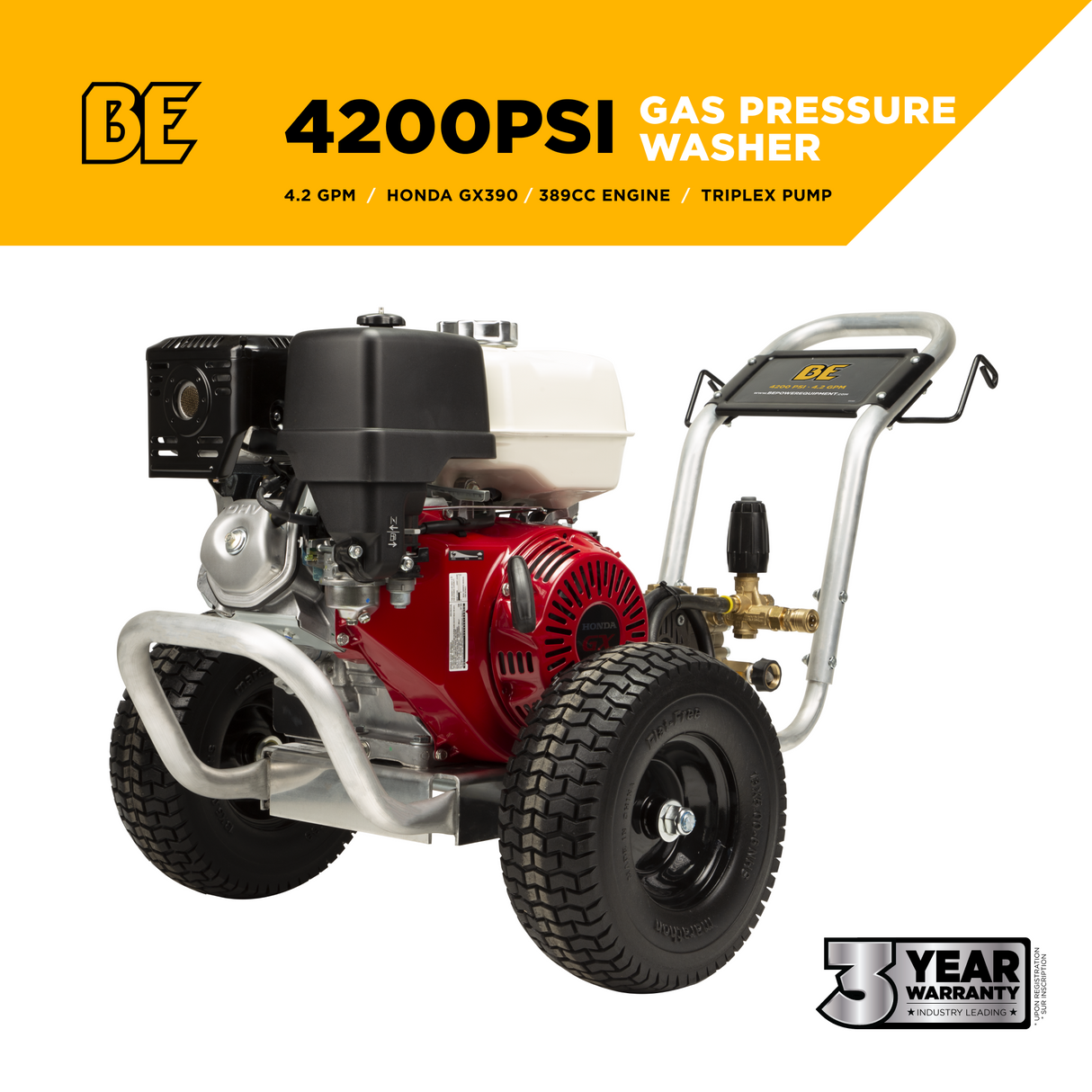 BE Power 4,200 PSI 4.2 GPM Cold Water Gas Pressure Washer - B4213HABCS