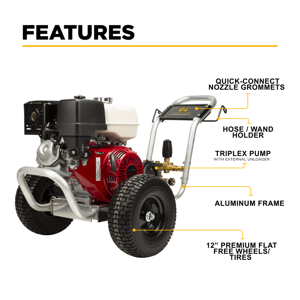 BE Power 4,200 PSI 4.2 GPM Cold Water Gas Pressure Washer - B4213HABCS