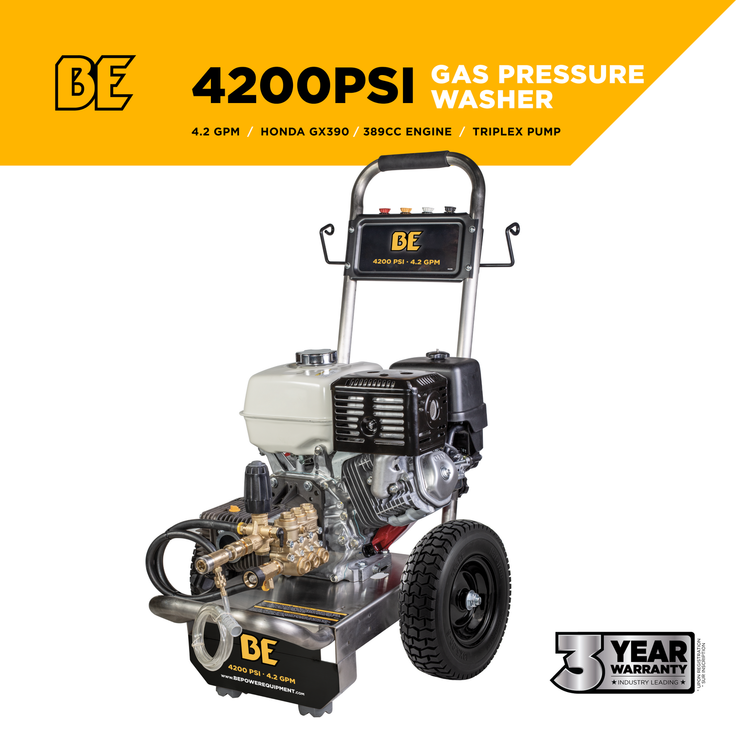 BE Power 4,200 PSI 4.2 GPM Cold Water Gas Pressure Washer - B4213HSCS