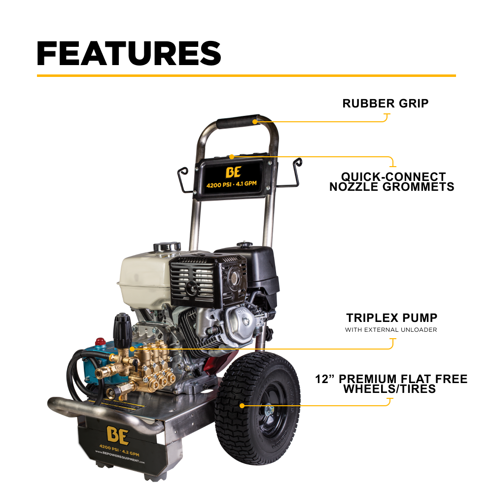 BE Power 4,200 PSI 4.2 GPM Cold Water Gas Pressure Washer - B4213HSJS