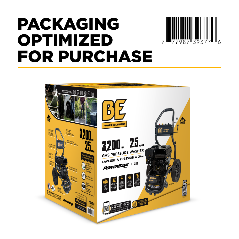 BE Power 3,200 PSI 2.5 GPM Cold Water Gas Pressure Washer - BE327PX