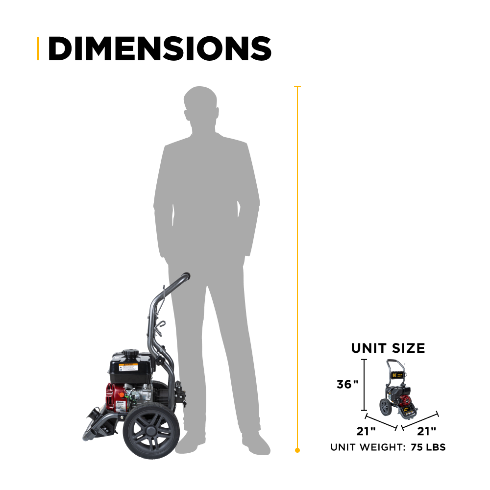 BE Power 3,400 PSI 2.5 GPM Cold Water Gas Pressure Washer - BE3465KX