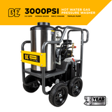 BE Power 3000PSI 3.0GPM Hot Water Pressure Washer with Honda GX200 Engine and General Triplex Pump - HW2765HG