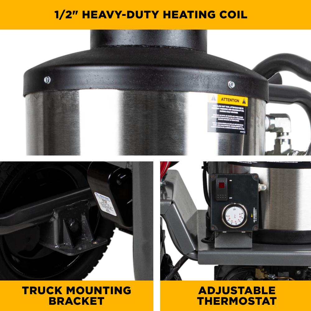 BE Power 3000PSI 3.0GPM Hot Water Pressure Washer with Honda GX200 Engine and General Triplex Pump - HW2765HG