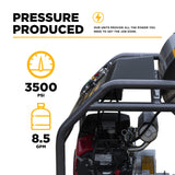 BE Power 3,500 PSI - 8.5 GPM Hot Water Pressure Washer Honda GX690 Engine and AR Triplex Pump - HW3524HA12V
