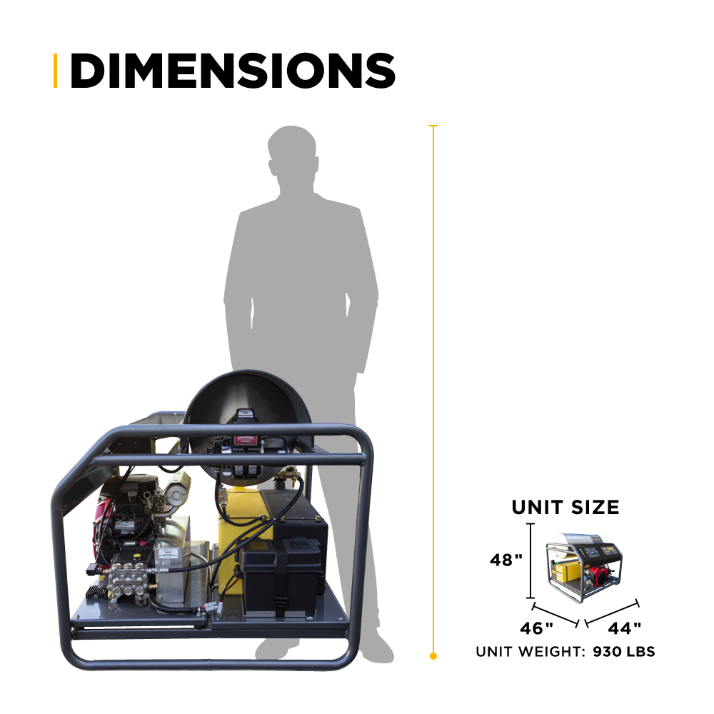 BE Power 3,500PSI 5.6GPM Hot Water Pressure Washer Honda GX690 Engine and General Triplex Pump - HW3524HG12V