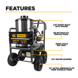 BE Power 4,000 PSI - 4.0 GPM Hot Water Pressure Washer with Honda GX390 Engine and Comet Triplex Pump - HW4013HC