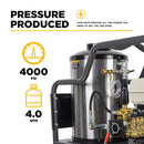 BE Power 4,000 PSI - 4.0 GPM Hot Water Pressure Washer with Honda GX390 Engine and Comet Triplex Pump - HW4013HC