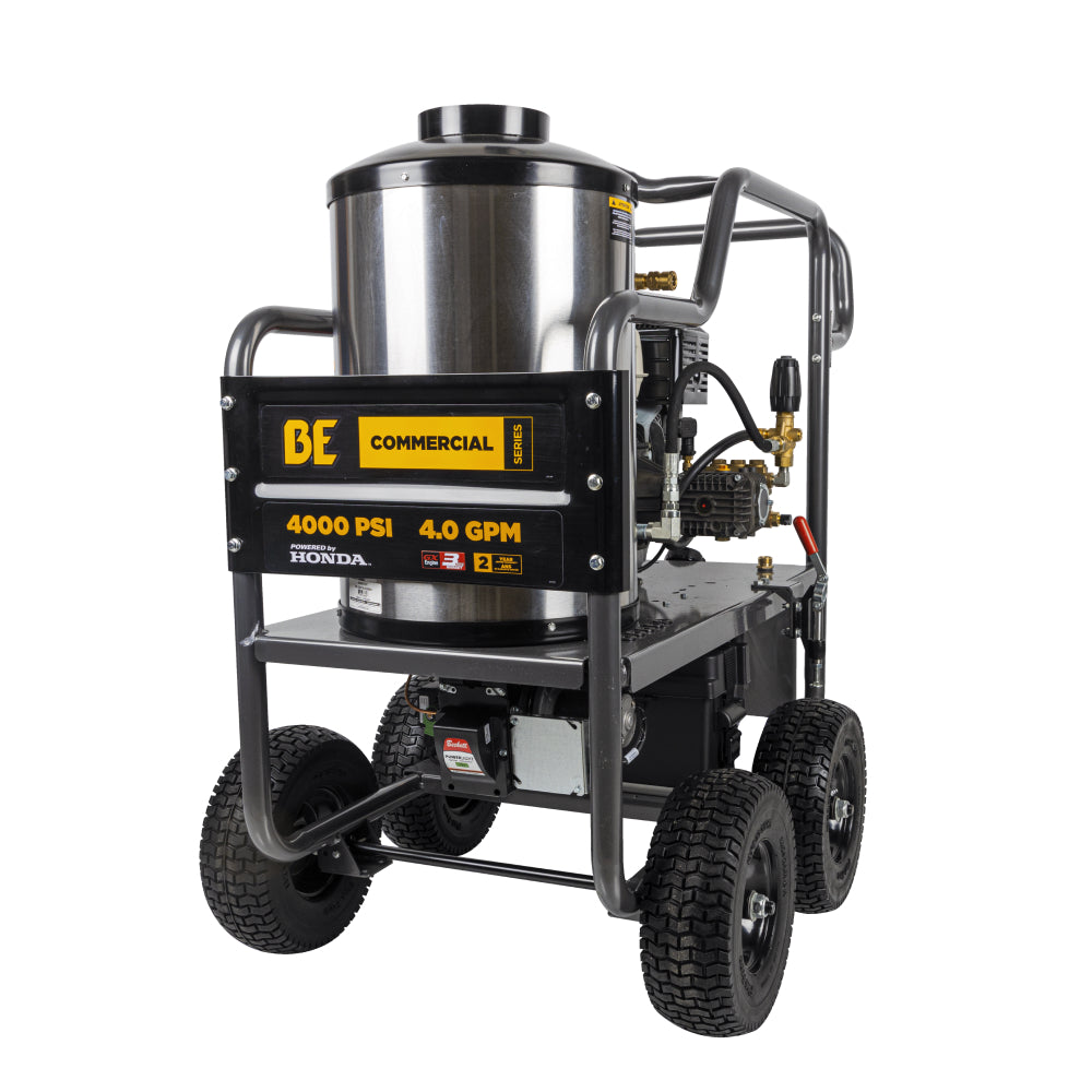 BE Power 4,000 PSI - 4.0 GPM Hot Water Pressure Washer with Honda GX390 Engine and Comet Triplex Pump - HW4013HC