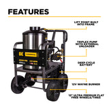 BE Power 4,000 PSI - 4.0 GPM Hot Water Pressure Washer with Honda GX390 Engine and General Triplex Pump - HW4013HG