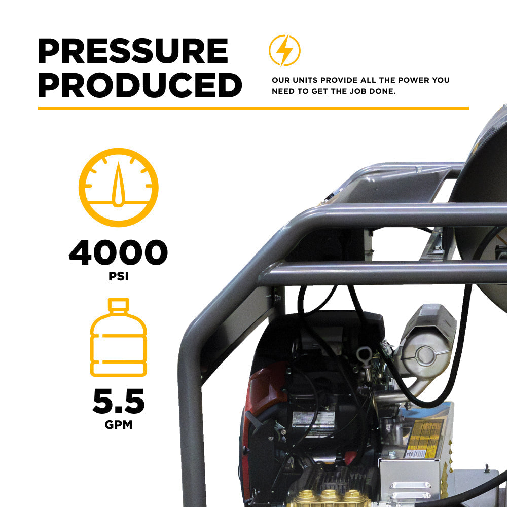 BE Power 4,000 PSI - 5.5 GPM Hot Water Pressure Washer with Honda GX690 Engine and AR Triplex Pump - HW4024HA12V