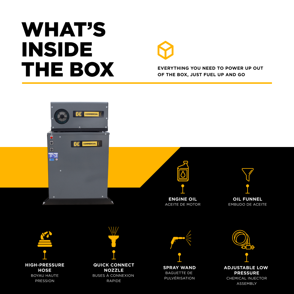 BE Power 3,000 PSI 4.0 GPM 7.5 HP Hot Water Pressure Washer with 7.5HP Motor and General Triplex Pump - X-HW3075EW3GEN