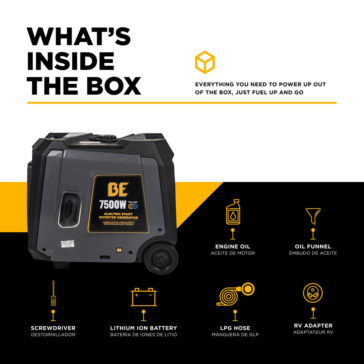 BE Power 7,500 Watt Digital Inverter Generator - BE7500ID