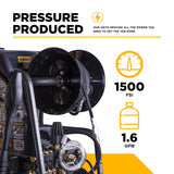 BE Power 1,500 PSI 1.6 GPM 1.5 HP Electric Pressure Washer with Powerease Motor and Triplex Pump - P1515EPNW