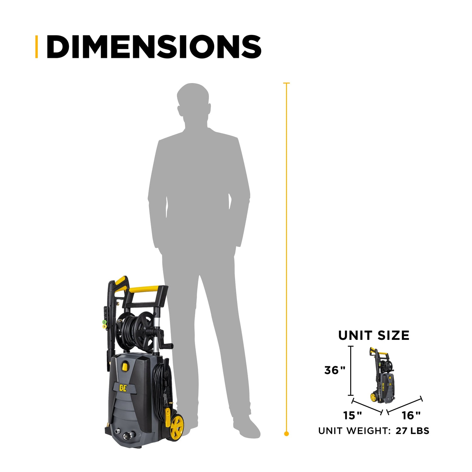 BE Power 2,150 PSI 1.6 GPM Electric Pressure Washer with Powerease Motor and AR Axial Pump - P2115EN