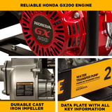 BE Power 2" Water Transfer Pump with Honda GX200 Engine