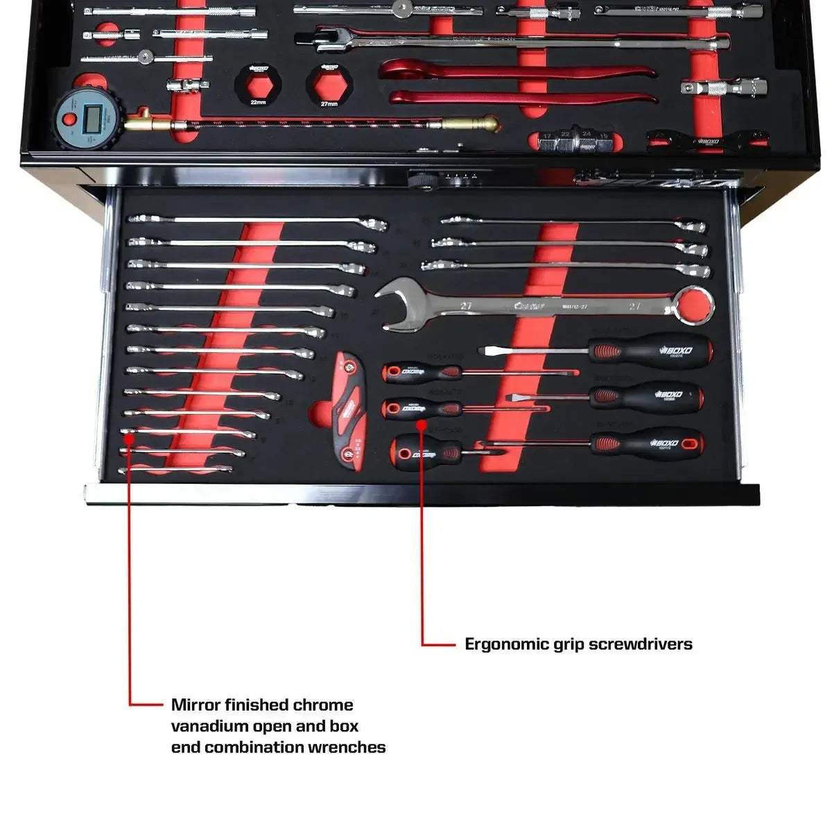MotoBox | Ricky Carmichael 26" 5-Drawer Portable Tool Box with 103-Piece Metric Motorcycle Tool Set