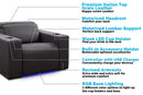 Valencia Barcelona Grand Leather Home Theater Seating Row of 4, Charcoal Grey