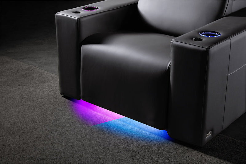 Valencia Barcelona Grand Leather Home Theater Seating Row of 2, Charcoal Grey