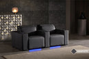 Valencia 2025 New Barcelona Grand Ultimate Leather Home Theater Seating Row of 3 Loveseat Left, Graphite