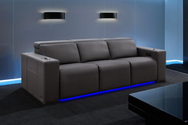 Valencia 2025 New Barcelona Grand Ultimate Leather Home Theater Seating Set of 3, Graphite