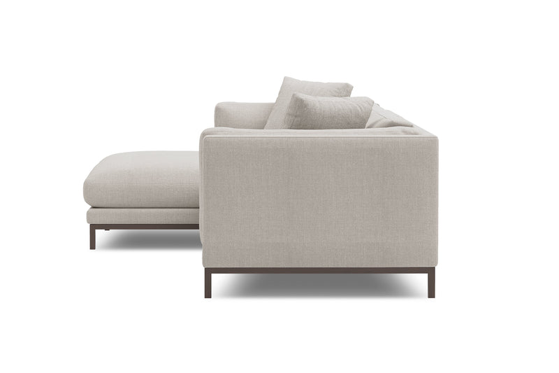 Valencia Bergen Fabric Sectional Sofa with Left Hand Facing Chaise, Beige Color