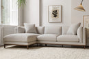 Valencia Bergen Fabric Sectional Sofa with Left Hand Facing Chaise, Beige Color
