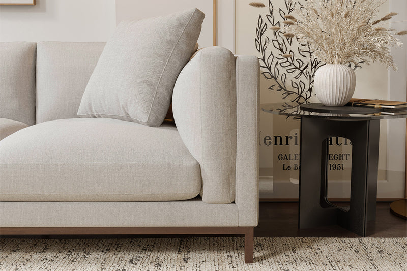 Valencia Bergen Fabric Sectional Sofa with Left Hand Facing Chaise, Beige Color