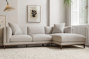 Valencia Bergen Fabric Sectional Sofa with Right Hand Facing Chaise, Beige Color