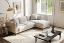 Valencia Bergen Fabric Sectional Sofa with Right Hand Facing Chaise, Beige Color