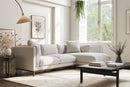 Valencia Bergen Fabric Sectional Sofa with Right Hand Facing Chaise, Beige Color